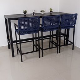 Mesa Bancada com Três Banquetas Tijuca - Alumínio com Corda Tricotada MÓVEIS E LAZER - 1