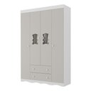 Ver imagem 5 de Guarda-roupa Infantil 122cm com Vidro 4 Portas e 2 Gavetas Doçura Multimóveis Mp4493 Branco/off