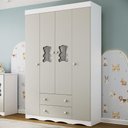 Ver imagem 1 de Guarda-roupa Infantil 122cm com Vidro 4 Portas e 2 Gavetas Doçura Multimóveis Mp4493 Branco/off