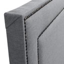 Ver mais imagens de Cabeceira com Tachinhas Metal Fumê Estofada 160cm para Cama Queen Linho Cinza Madri - Lh Móveis