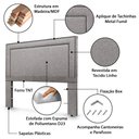 Ver imagem 5 de Cabeceira com Tachinhas Metal Fumê Estofada 160cm para Cama Queen Linho Cinza Madri - Lh Móveis
