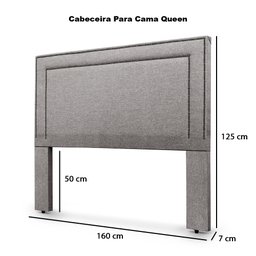 Cabeceira com Tachinhas Metal Fumê Estofada 160cm para Cama Queen Linho Cinza Madri - Lh Móveis - 4