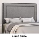 Ver imagem 2 de Cabeceira com Tachinhas Metal Fumê Estofada 160cm para Cama Queen Linho Cinza Madri - Lh Móveis