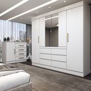 Ver imagem 1 de Guarda-roupa Casal Honey 4 Portas 6 Gavetas 1 Porta 4 Gavetas Espelho Branco - Pm