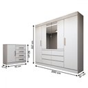 Ver imagem 4 de Guarda-roupa Casal Honey 4 Portas 6 Gavetas 1 Porta 4 Gavetas Espelho Branco - Pm