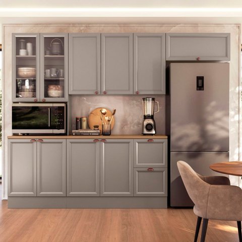 Cozinha Clássica Modulada com Nicho 5 Peças 270cm Unna Poliman Móveis