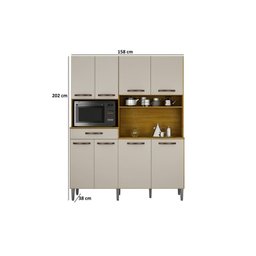 Kit Cozinha 7 Portas 1 Gaveta - Pratic-Cinamomo/Off White - CHF Móveis - 4 Kit Cozinha 7 Portas 1 Gaveta - Pratic-Cinamomo/Off White - CHF Móveis - 4
