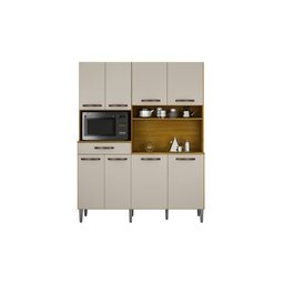 Kit Cozinha 7 Portas 1 Gaveta - Pratic-Cinamomo/Off White - CHF Móveis - 2 Kit Cozinha 7 Portas 1 Gaveta - Pratic-Cinamomo/Off White - CHF Móveis - 2