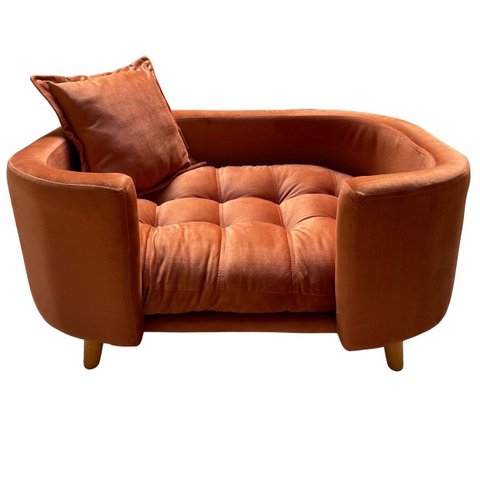 Sofá Caminha Grande Porte Pet Luxo em Sued Premium:terracota