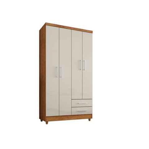 Roupeiro Solteiro 4 Portas 2 Gavetas Madri Cedro Areia - Rud Rack