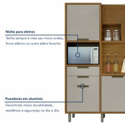 Armário de Cozinha 6 Portas 2 Gavetas Loft Ripado Imperatriz 100% MDF Branco/Amadeirado Freijó/Off White - 9 Armário de Cozinha 6 Portas 2 Gavetas Loft Ripado Imperatriz 100% MDF Branco/Amadeirado Freijó/Off White - 9