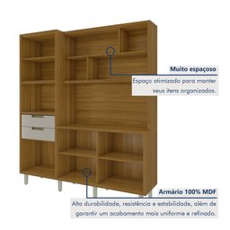 Armário de Cozinha 6 Portas 2 Gavetas Loft Ripado Imperatriz 100% MDF Branco/Amadeirado Freijó/Off White - 3 Armário de Cozinha 6 Portas 2 Gavetas Loft Ripado Imperatriz 100% MDF Branco/Amadeirado Freijó/Off White - 3
