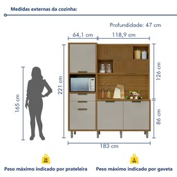 Armário de Cozinha 6 Portas 2 Gavetas Loft Ripado Imperatriz 100% Mdf - 11 Armário de Cozinha 6 Portas 2 Gavetas Loft Ripado Imperatriz 100% Mdf - 11