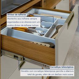 Armário de Cozinha 6 Portas 2 Gavetas Loft Ripado Imperatriz 100% Mdf - 5 Armário de Cozinha 6 Portas 2 Gavetas Loft Ripado Imperatriz 100% Mdf - 5