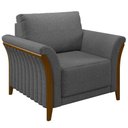 Ver mais imagens de Kit 2 Poltronas Decorativas Sala de Estar 102cm Pés Madeira Roya M22 Linho Cinza Escuro - Mpozenato