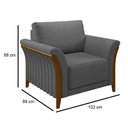 Ver imagem 4 de Kit 2 Poltronas Decorativas Sala de Estar 102cm Pés Madeira Roya M22 Linho Cinza Escuro - Mpozenato