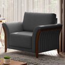 Ver imagem 2 de Kit 2 Poltronas Decorativas Sala de Estar 102cm Pés Madeira Roya M22 Linho Cinza Escuro - Mpozenato