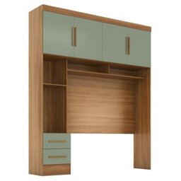 Quarto Modulado Casal 4 Peças 5 Portas 4 Gavetas com Maleiro e Espelhos Smart Plus Espresso Móveis - 9