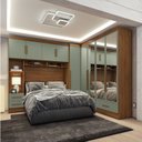 Ver imagem 1 de Quarto Modulado Casal 100% MDF 4 Peças 5 Portas 4 Gavetas com Maleiro e Espelhos Smart Plus Espresso Móveis