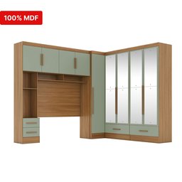 Quarto Modulado Casal 100% MDF 4 Peças 5 Portas 4 Gavetas com Maleiro e Espelhos Smart Plus Espresso Móveis - 15