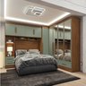 Quarto Modulado Casal 4 Peças 5 Portas 4 Gavetas com Maleiro e Espelhos Smart Plus Espresso Móveis - 1