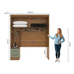 Quarto Modulado Casal 100% MDF 4 Peças 5 Portas 4 Gavetas com Maleiro e Espelhos Smart Plus Espresso Móveis - 5