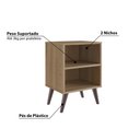 Ver imagem 4 de Mesa de Cabeceira Retrô 39 Cm com 2 Nichos e Prateleira Cor:oak