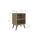 Ver imagem 2 de Mesa de Cabeceira Retrô 39 Cm com 2 Nichos e Prateleira Cor:oak