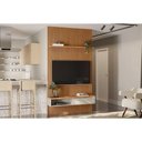 Ver imagem 1 de Rack Bancada C/ Painel P/ Tv até 60 Pol Modular 1.4 Ripado 1 Portas 1 Prat. 141x250cm Nature/off