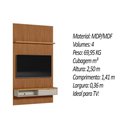Ver imagem 3 de Rack Bancada C/ Painel P/ Tv até 60 Pol Modular 1.4 Ripado 1 Portas 1 Prat. 141x250cm Nature/off