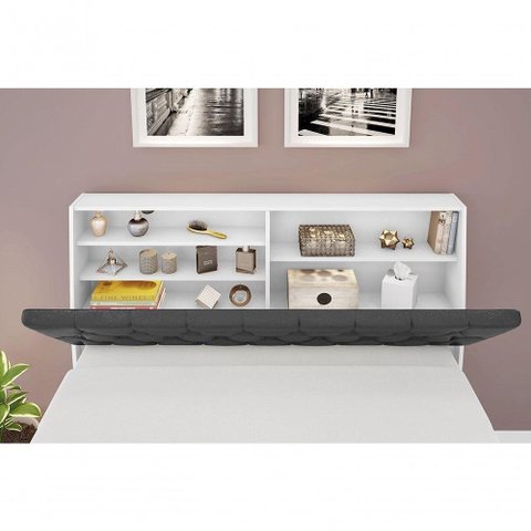 Cabeceira Box Queen 1,58 Isis Branco com Capitonê Preto
