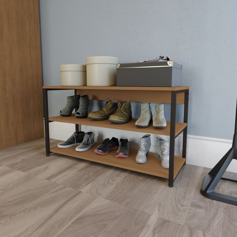 Sapateira Estilo Industrial 88cm 03 Prateleiras Li020 Kappesberg Industrial