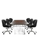 Ver imagem 2 de Conjunto 6 Cadeiras Office Eiffel Slim Giratória Ajustável Preta