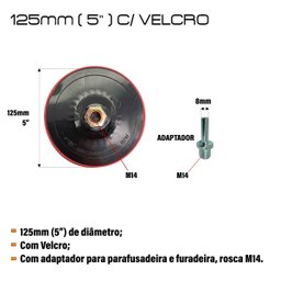 Elite - Kit 4 Suportes para Lixa de Velcro 125mm X M14 - 2