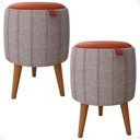 Ver imagem 1 de Kit 2 Puff Apoio Redondo Estofado Decorativo P/ Salas Quarto:puff Cinza