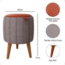Ver imagem 6 de Kit 2 Puff Apoio Redondo Estofado Decorativo P/ Salas Quarto:puff Cinza