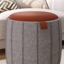 Ver imagem 4 de Kit 2 Puff Apoio Redondo Estofado Decorativo P/ Salas Quarto:puff Cinza