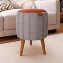 Ver imagem 2 de Kit 2 Puff Apoio Redondo Estofado Decorativo P/ Salas Quarto:puff Cinza