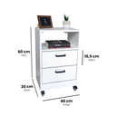 Ver imagem 2 de Mesa de Cabeceira Branca 40cm 2 Gavetas Mdf Quarto Gaveteiro Puxador Arquivo-com Rodinhas (montado)