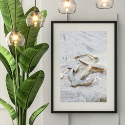 Quadro Praia Âncora - 60x48cm:madeira Preta - 1 Quadro Praia Âncora - 60x48cm:madeira Preta - 1