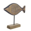 Ver imagem 2 de Escultura Madeira Peixe 21,5x25x5cm Branco e Azul Flor Arte Flor e Arte