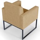 Ver imagem 2 de Kit 4 Poltronas Decorativa Sala Recepção Base Fixa de Metal Helô L02 Linho Bege Escuro - Lyam