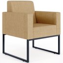 Ver imagem 5 de Kit 4 Poltronas Decorativa Sala Recepção Base Fixa de Metal Helô L02 Linho Bege Escuro - Lyam