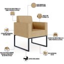 Ver imagem 6 de Kit 4 Poltronas Decorativa Sala Recepção Base Fixa de Metal Helô L02 Linho Bege Escuro - Lyam