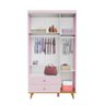 Guarda Roupa Infantil Retrô 3 Portas com Gavetas Lígia Rosa Fosco com Bétula Carolina Baby - 2