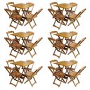 Ver imagem 1 de Kit 6 Jogos De Mesa Com 4 Cadeiras De Madeira Dobravel 60X60 - Mel - Amarelo