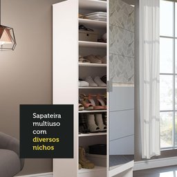 Sapateira Armário Multiúso Madesa Isis 1 Porta com Espelhos - Branco - 8