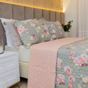 Ver imagem 2 de Kit Colcha Casal Bouti Cobre Leito Estampado 3 Peças Cor:Camélia