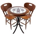 Ver imagem 1 de Cj Mesa Madeira Azulejo 60cm - Bistrô Fixa 78cm + 2 Cadeiras 43 - Natural - More Wine