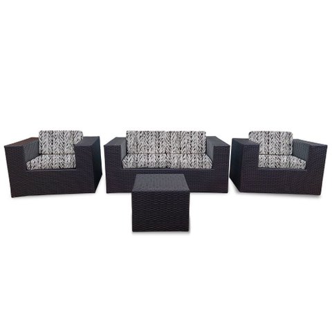 Conjunto Bora Bora Escuro - 1 Sofá 2 Lugares + 2 Poltronas + 1 Mesa de Centro - Tinharé
